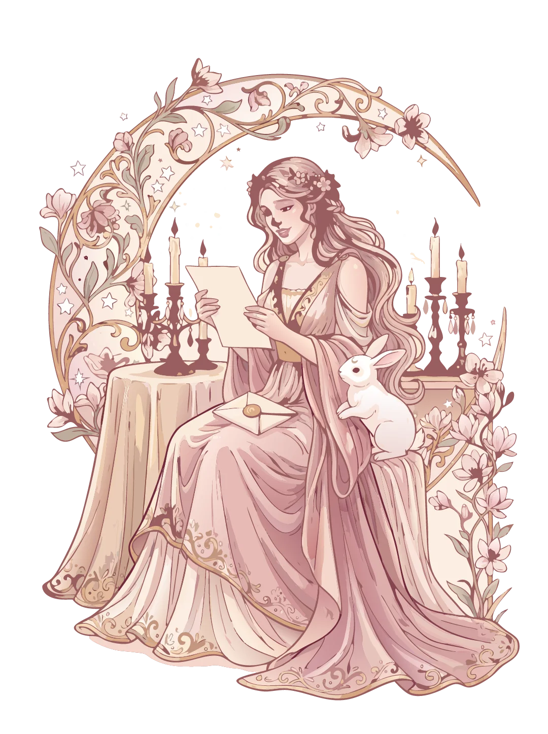 Art Nouveau woman writing a private letter