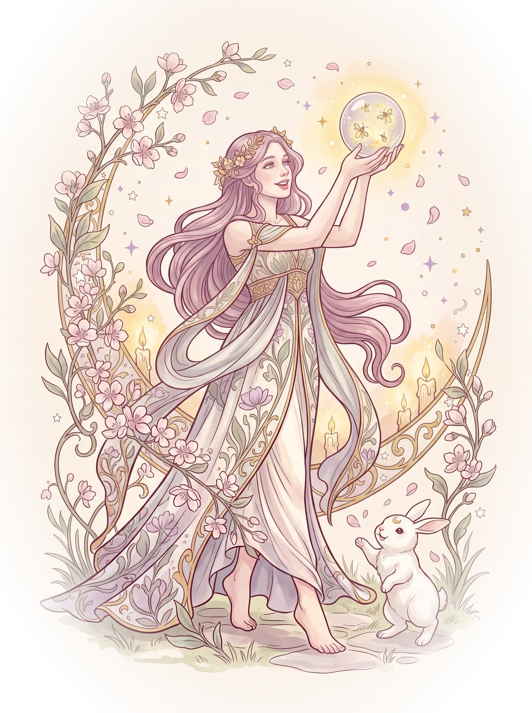 Moonlit Art Nouveau report illustration