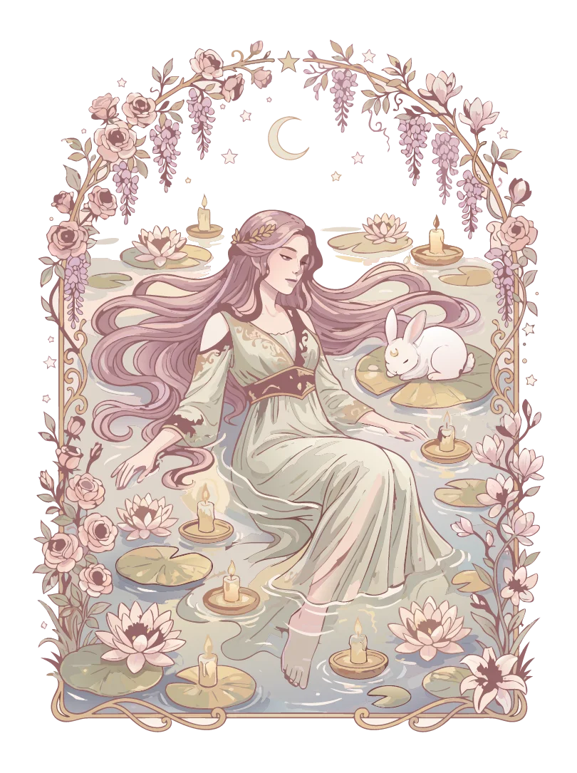 A quiet moonlit Art Nouveau portrait